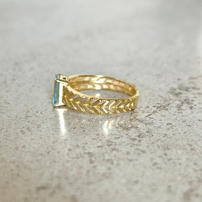 Bague Florale - Or Jaune 750 & Aigue-Marine