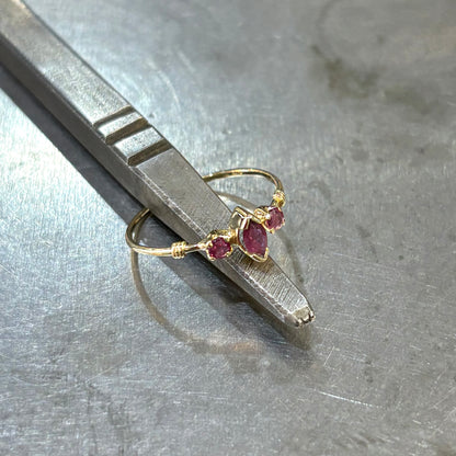 Bague Vintage Trilogie - Or Jaune 750 & Tourmalines