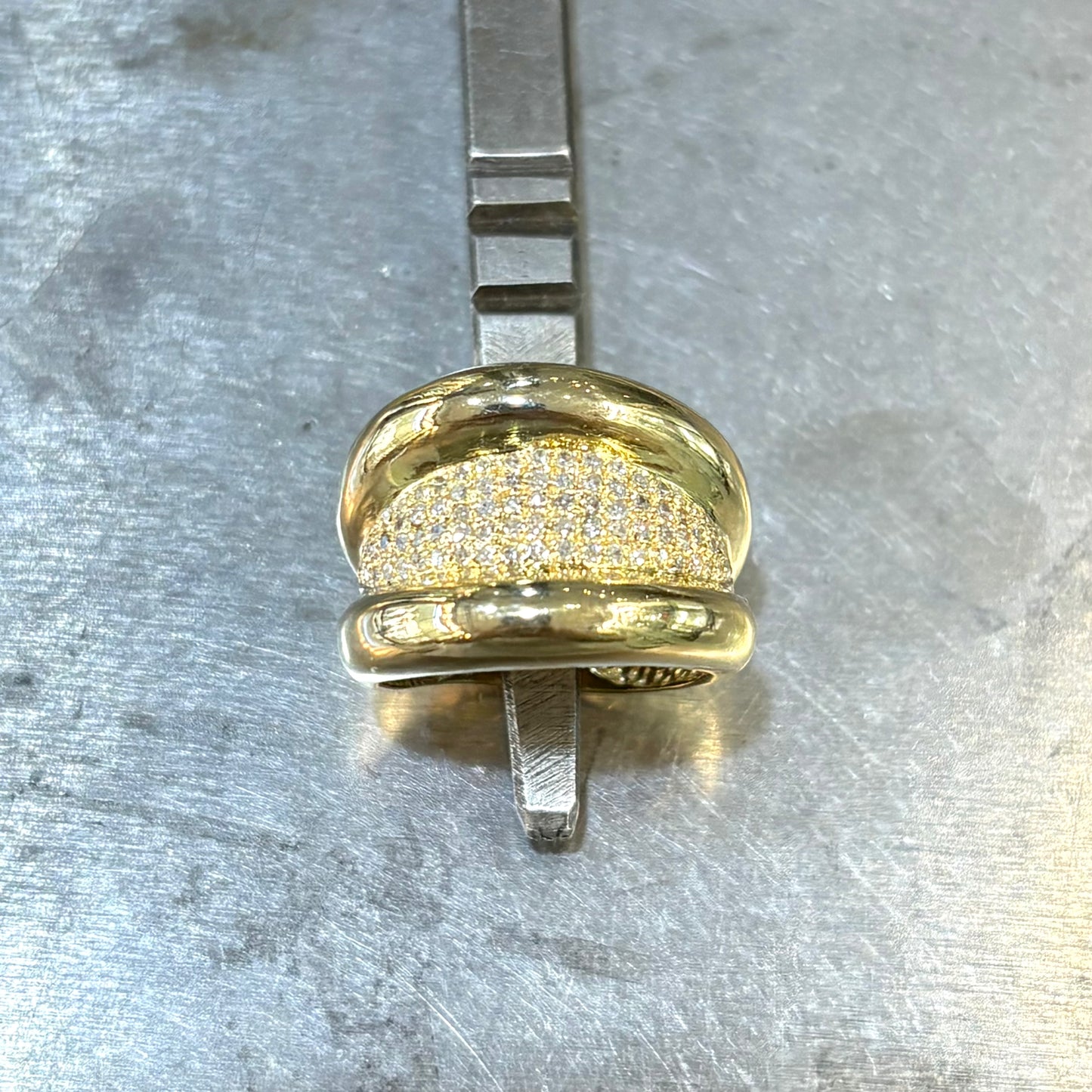 Bague Godrons - Or Jaune 750 & Diamants