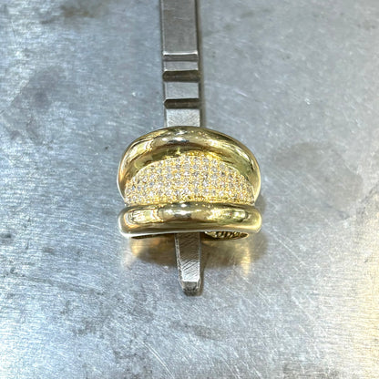 Bague Godrons - Or Jaune 750 & Diamants