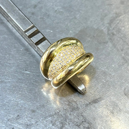 Bague Godrons - Or Jaune 750 & Diamants