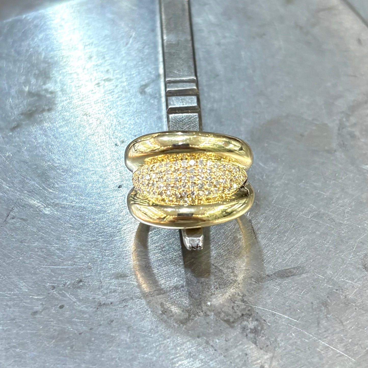 Bague Godrons - Or Jaune 750 & Diamants
