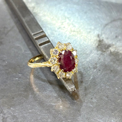 Bague Marguerite - Or Jaune 750 Rubis & Diamants