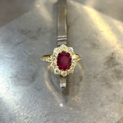 Bague Marguerite - Or Jaune 750 Rubis & Diamants