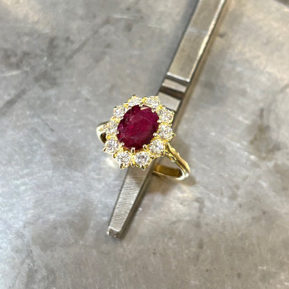 Bague Marguerite - Or Jaune 750 Rubis & Diamants