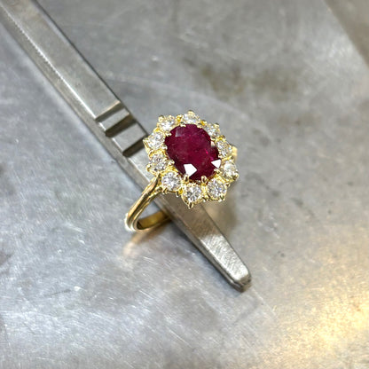 Bague Marguerite - Or Jaune 750 Rubis & Diamants