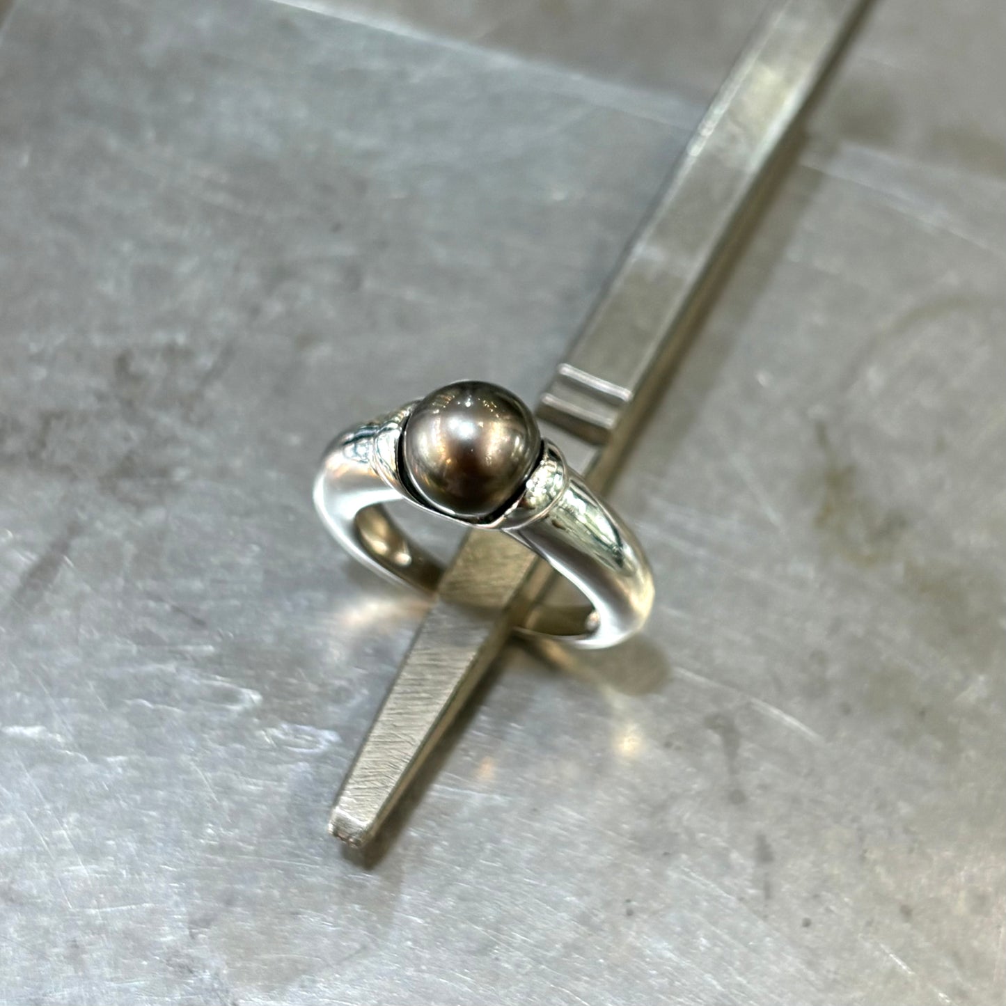Bague Perle - Or Blanc 750 & Perle Naturelle de Tahiti