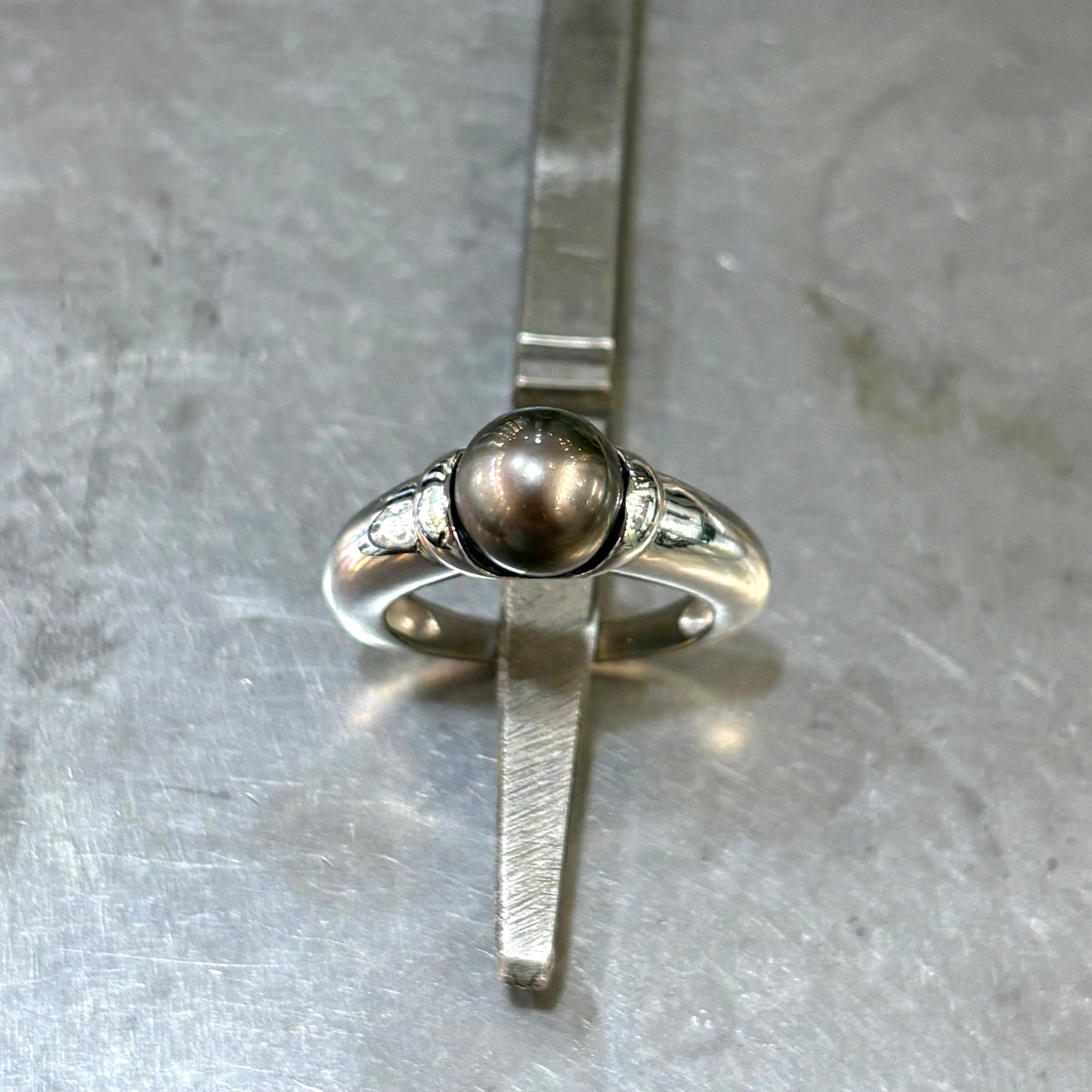 Bague Perle - Or Blanc 750 & Perle Naturelle de Tahiti