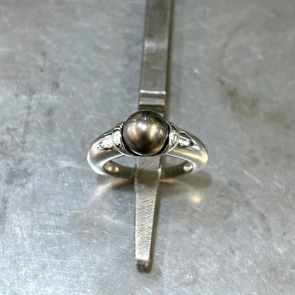 Bague Perle - Or Blanc 750 & Perle Naturelle de Tahiti