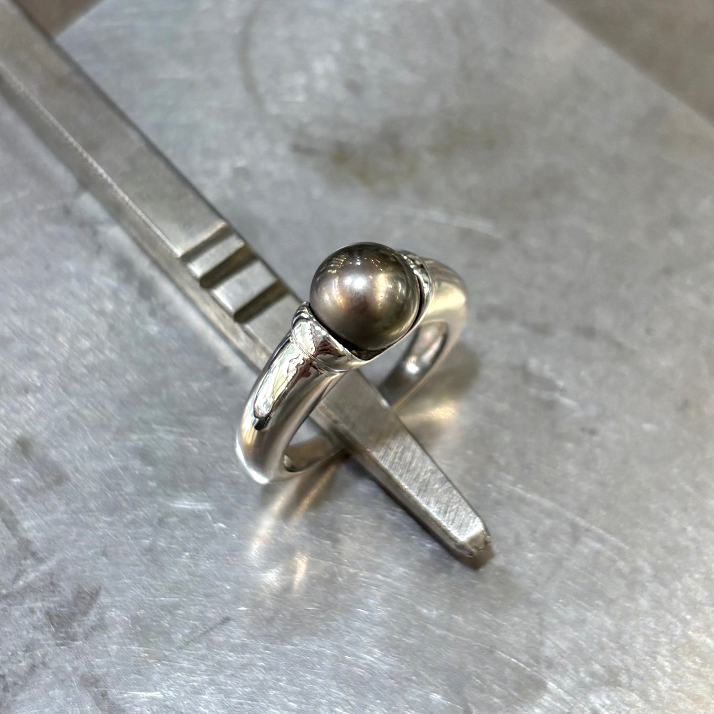 Bague Perle - Or Blanc 750 & Perle Naturelle de Tahiti