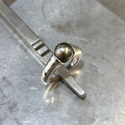 Bague Perle - Or Blanc 750 & Perle Naturelle de Tahiti