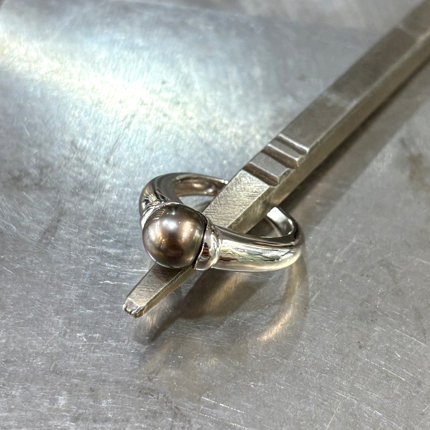 Bague Perle - Or Blanc 750 & Perle Naturelle de Tahiti