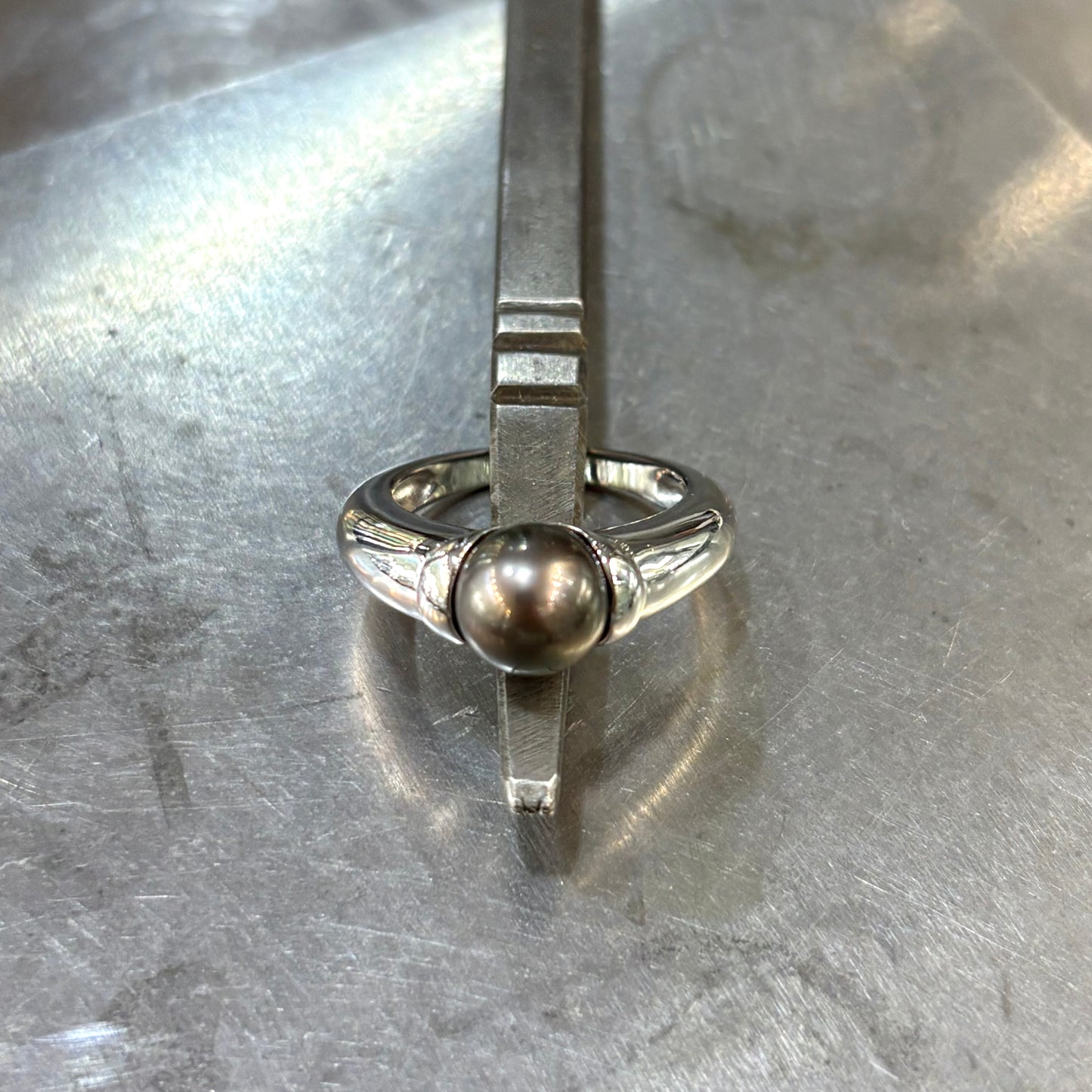 Bague Perle - Or Blanc 750 & Perle Naturelle de Tahiti