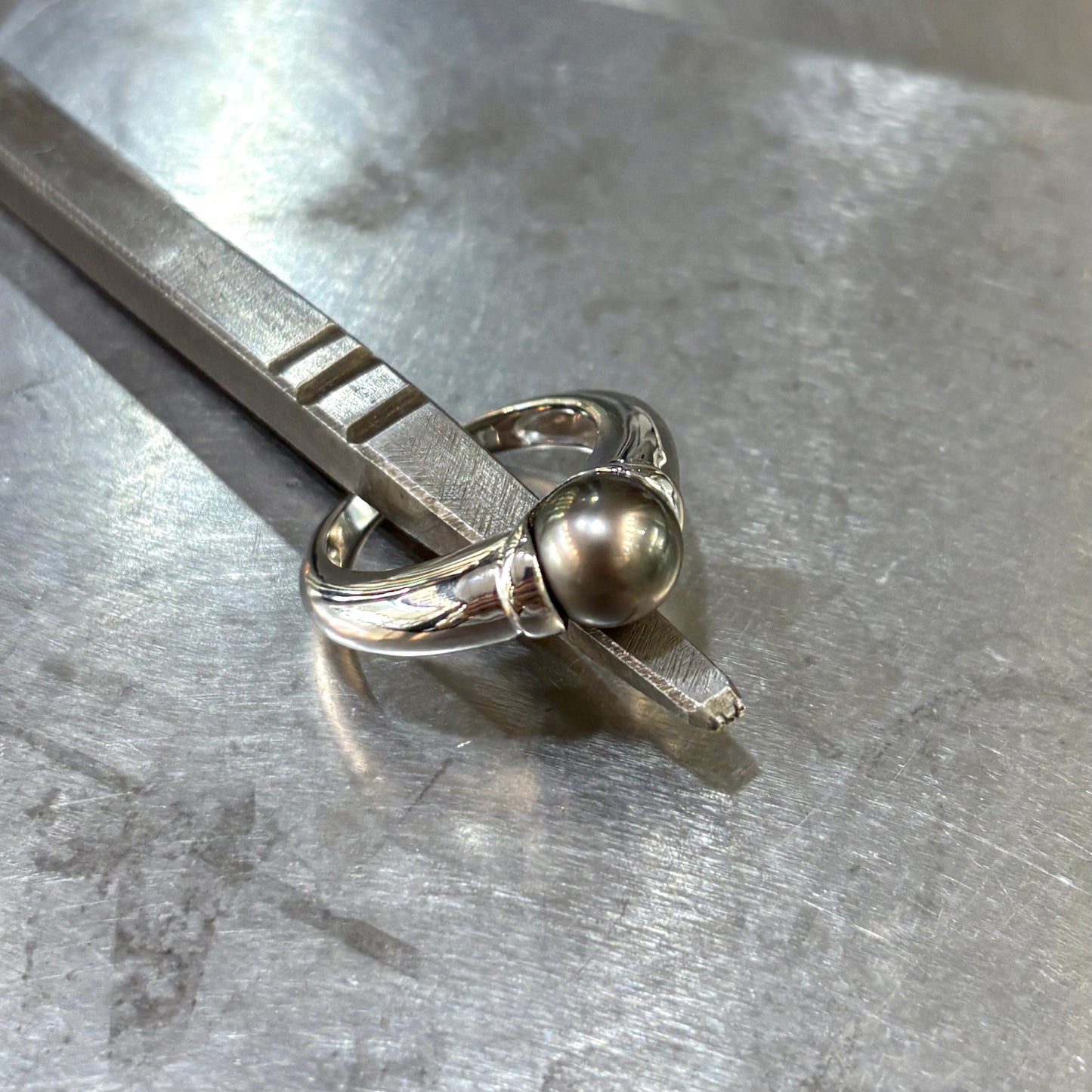 Bague Perle - Or Blanc 750 & Perle Naturelle de Tahiti