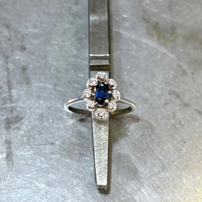 Bague Marguerite - Or Blanc 750 Saphir & Diamants