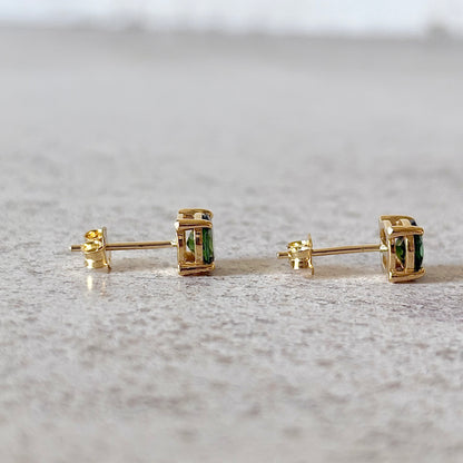 Boucles D'oreilles Puces - Or Jaune 750 & Péridots
