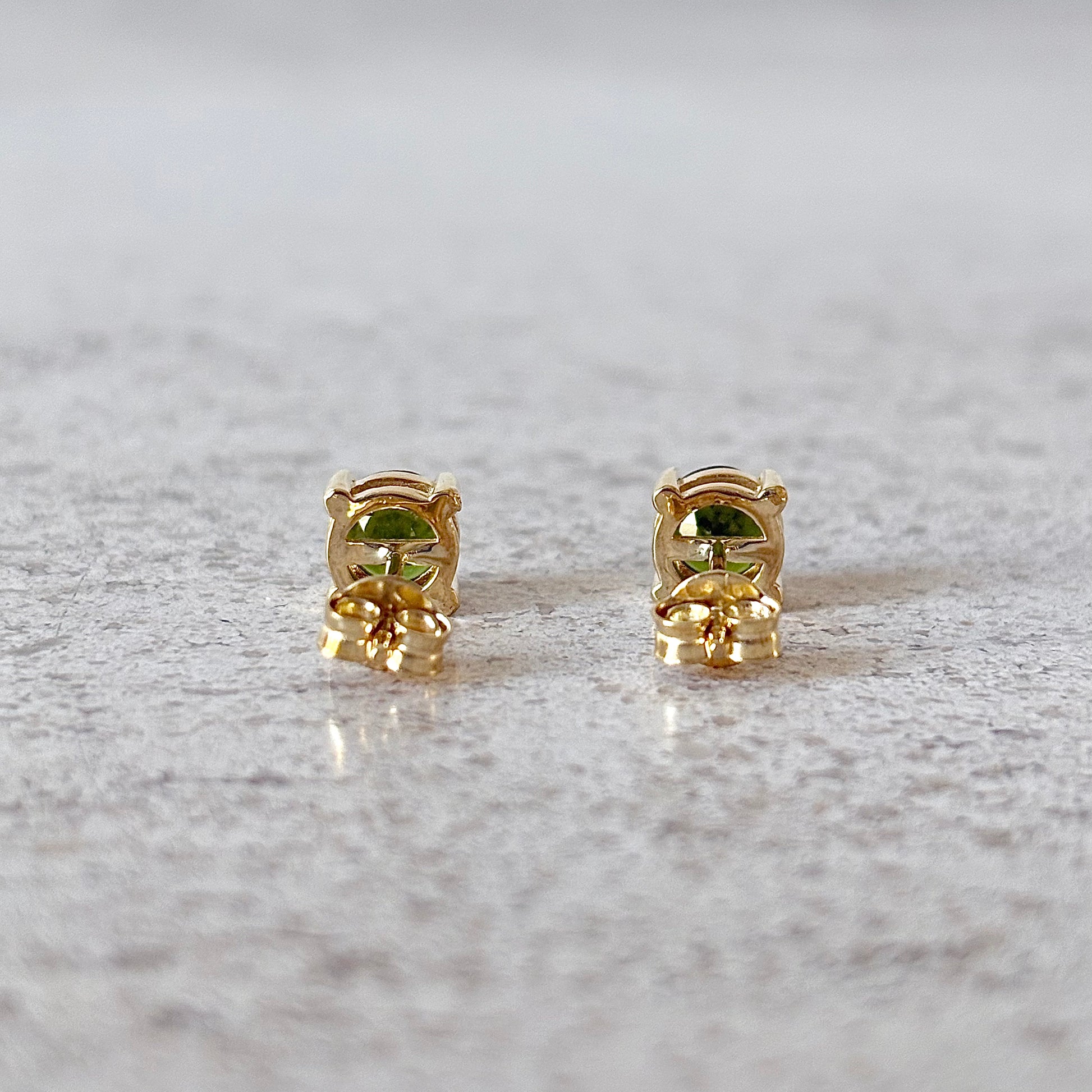 Boucles D'oreilles Puces - Or Jaune 750 & Péridots