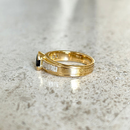 Bague Jonc - Or Jaune 750 Saphir & Diamants