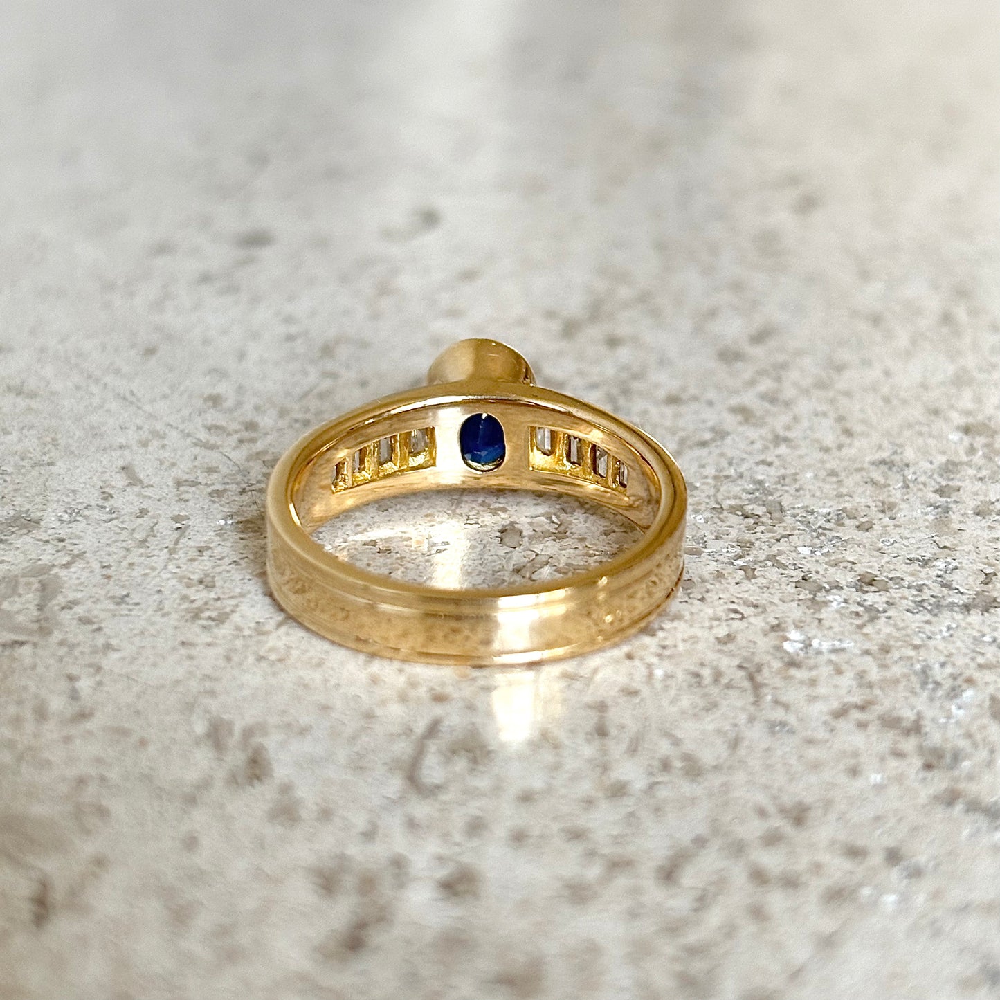 Bague Jonc - Or Jaune 750 Saphir & Diamants