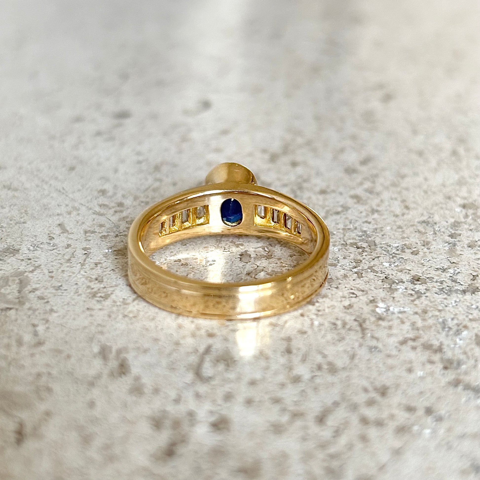 Bague Jonc - Or Jaune 750 Saphir & Diamants
