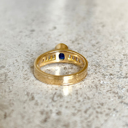 Bague Jonc - Or Jaune 750 Saphir & Diamants