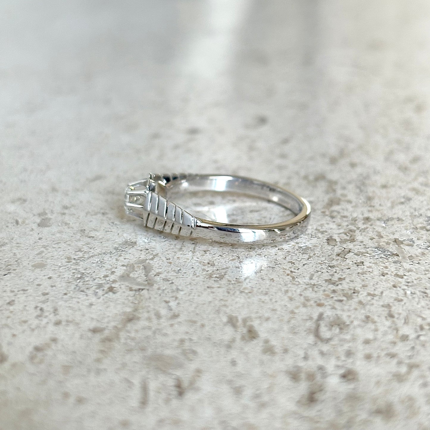 Bague Solitaire Vintage - Or Blanc 750 & Diamant