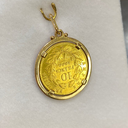 Pendentif Pièce - Or Jaune 750 & Pièce 10 Francs Napoléon