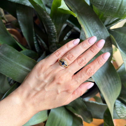 Bague Jonc - Or Jaune 750 Saphirs & Diamants