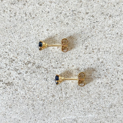 Boucles D'oreilles Puces - Or Jaune 750 & Saphirs
