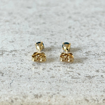 Boucles D'oreilles Puces - Or Jaune 750 & Saphirs
