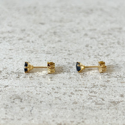 Boucles D'oreilles Puces - Or Jaune 750 & Saphirs