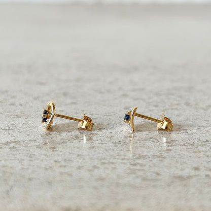 Boucles D'oreilles Puces - Or Jaune 750 & Saphirs