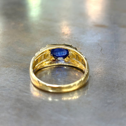 Bague Chevalière - Or Jaune & Saphir Cabochon