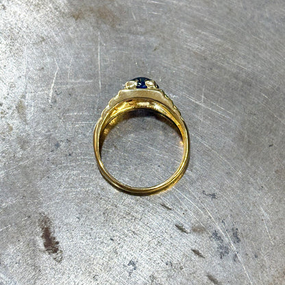 Bague Chevalière - Or Jaune & Saphir Cabochon