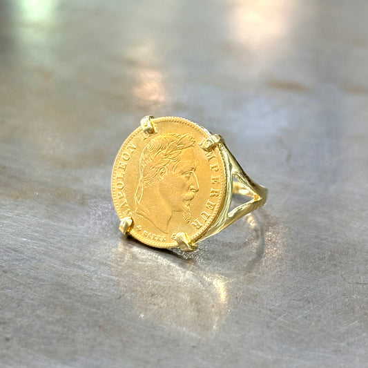 Bague Pièce - Or Jaune 750 & Pièce 5 Francs Napoléon