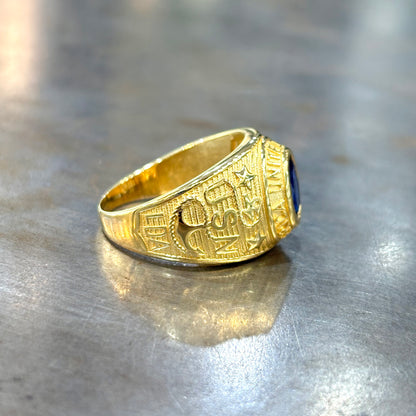 Bague Chevalière Universitaire - Or Jaune 750 & Zircon
