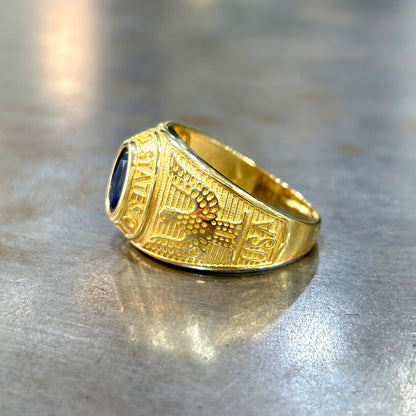 Bague Chevalière Universitaire - Or Jaune 750 & Zircon