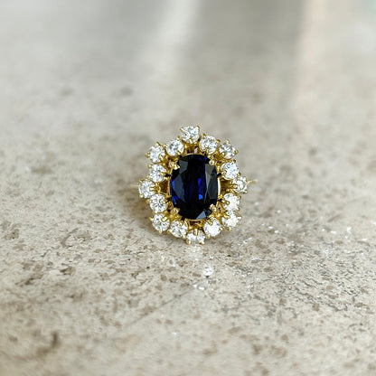 Bague Marguerite - Or Jaune 750 Diamants & Saphir