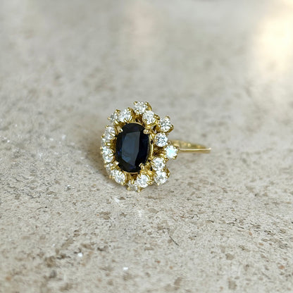 Bague Marguerite - Or Jaune 750 Diamants & Saphir