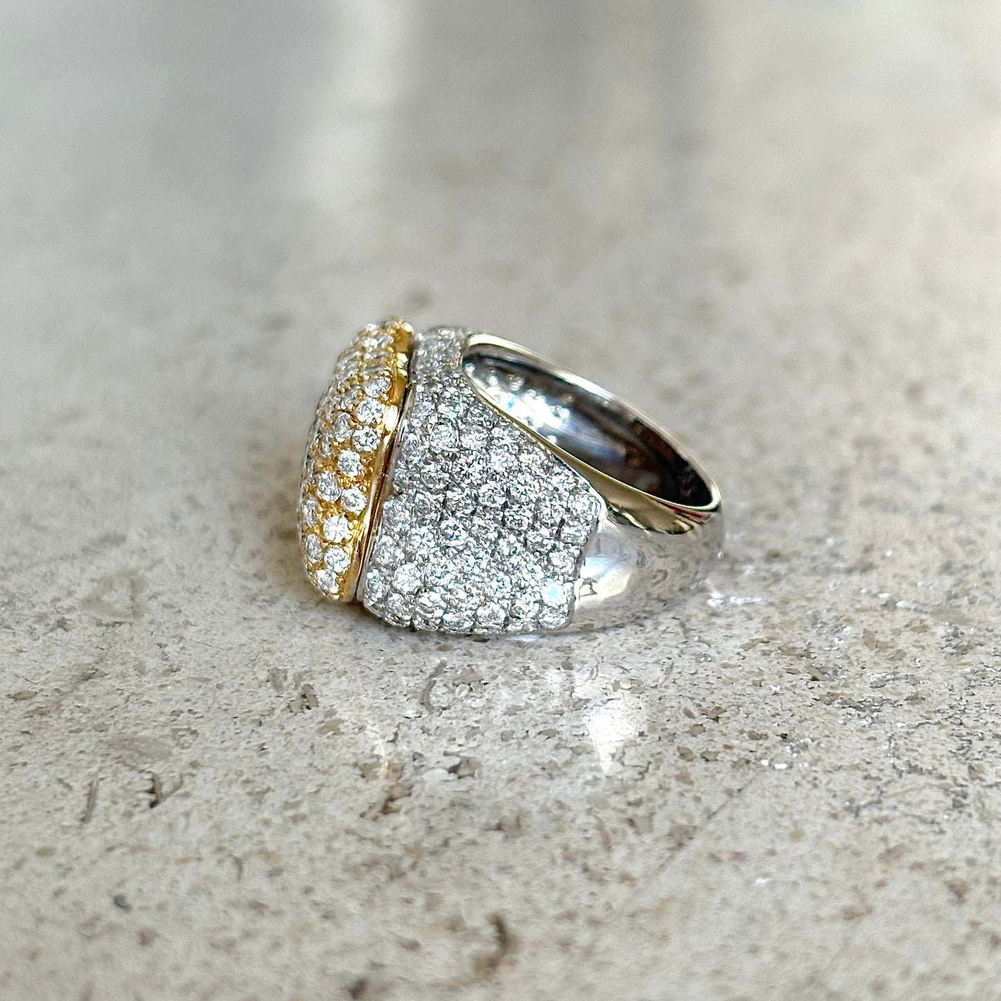 Bague Pavée Bicolore - Or Jaune/Blanc 750 & Diamants