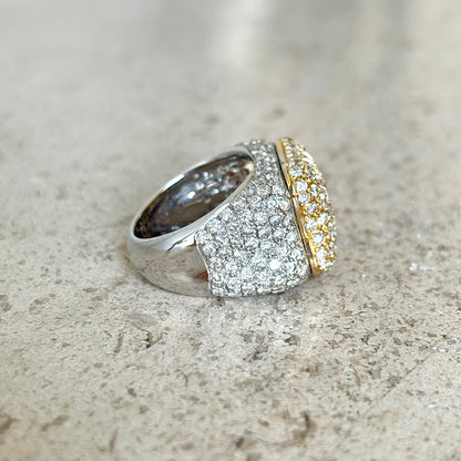 Bague Pavée Bicolore - Or Jaune/Blanc 750 & Diamants