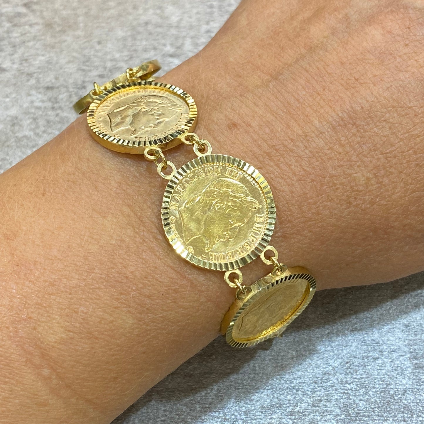 Bracelet Pièce - Or Jaune 750 & 7 Pièces 10 Francs Napoléon