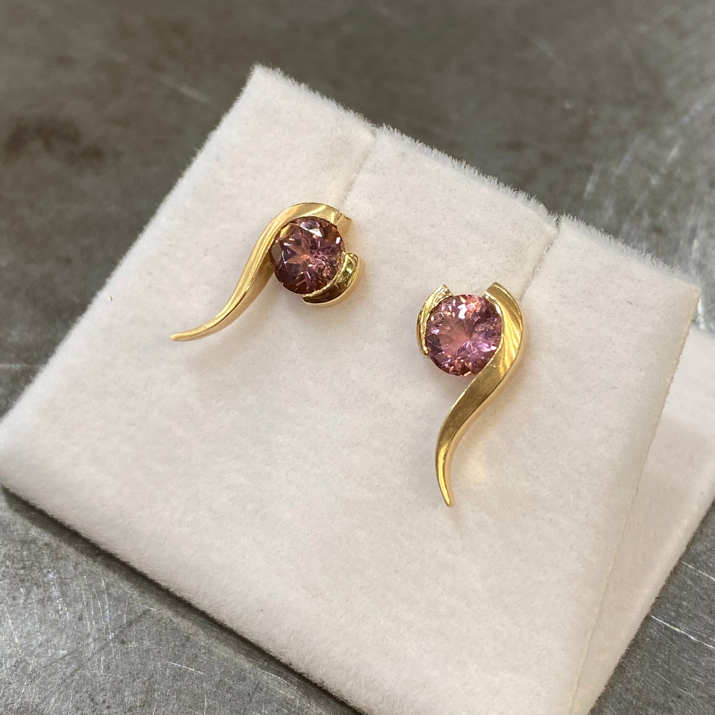 Boucles D'oreilles Pazu - Or Rose 750 & Tourmalines Création Fremont