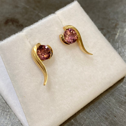 Boucles D'oreilles Pazu - Or Rose 750 & Tourmalines Création Fremont