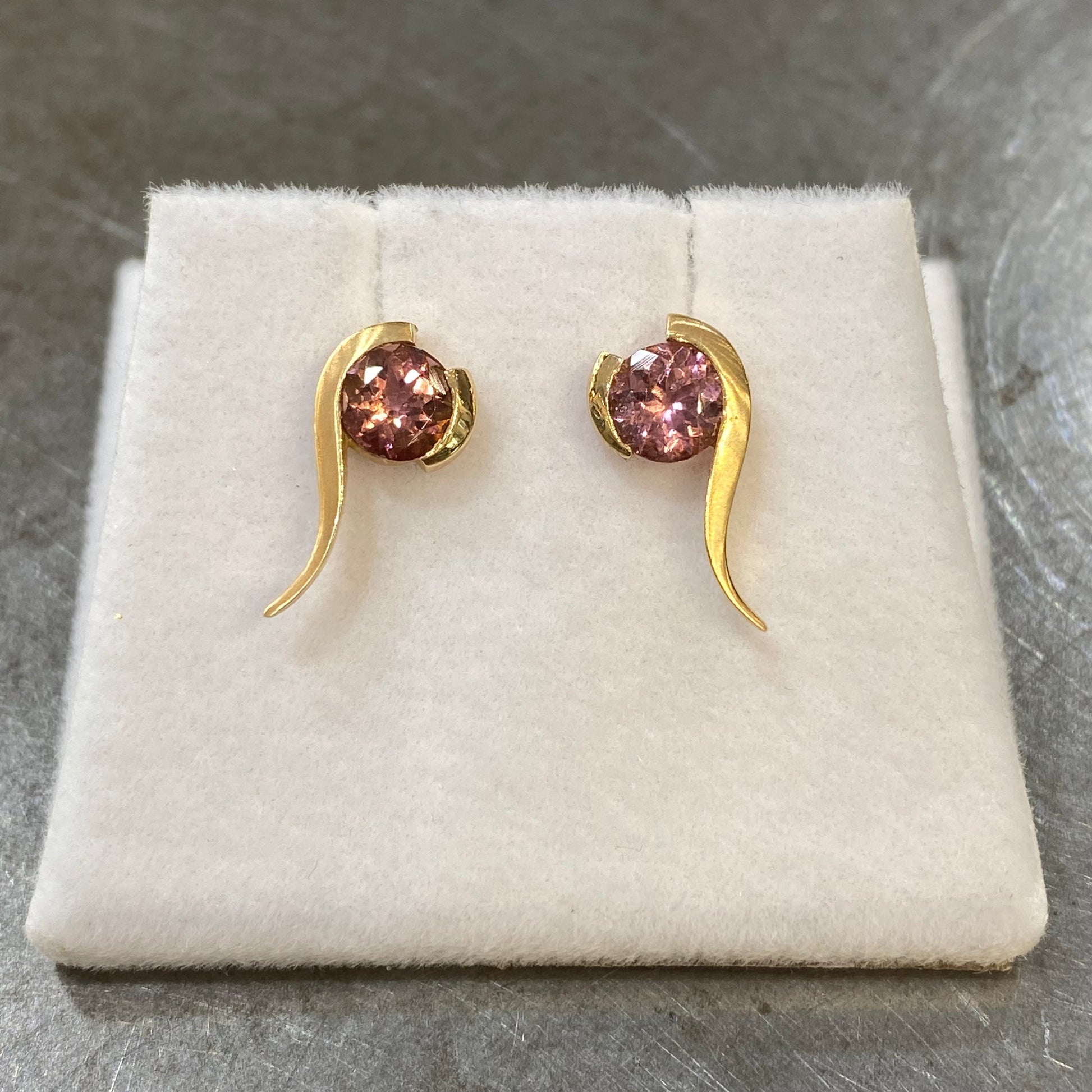 Boucles D'oreilles Pazu - Or Rose 750 & Tourmalines Création Fremont