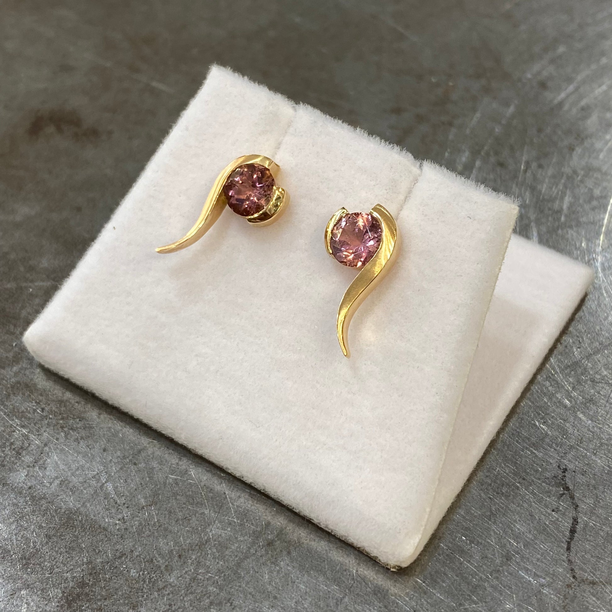 Boucles D'oreilles Pazu - Or Rose 750 & Tourmalines Création Fremont