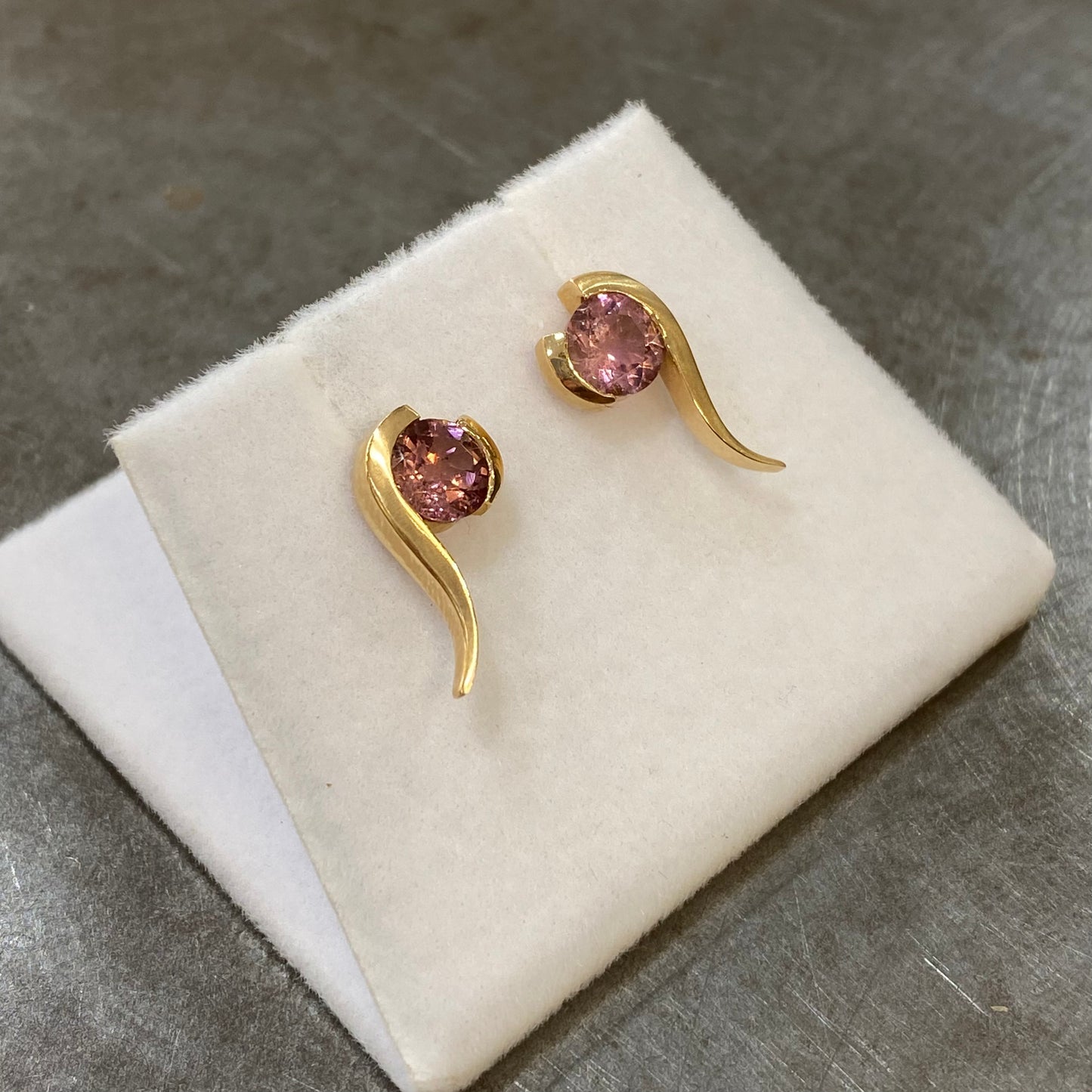 Boucles D'oreilles Pazu - Or Rose 750 & Tourmalines Création Fremont