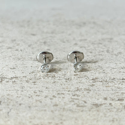 Boucles D'oreilles Puces Solitaire - Or Blanc 750 & Diamants