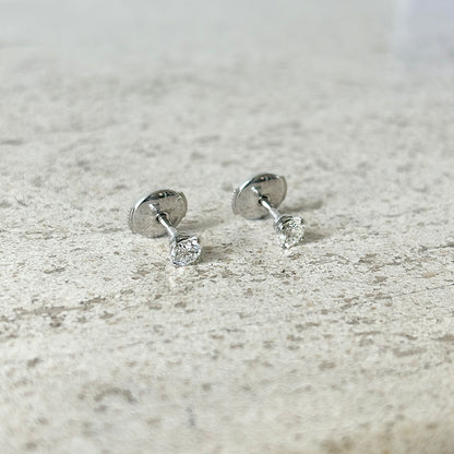 Boucles D'oreilles Puces Solitaire - Or Blanc 750 & Diamants