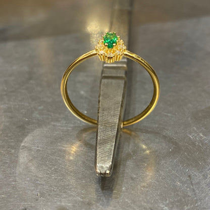 Bague Marguerite - Or Jaune 750 Émeraude & Diamants